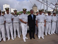 Deschiderea oficiala a festivalului de catre primarul Brestului de la bordul NS Mircea